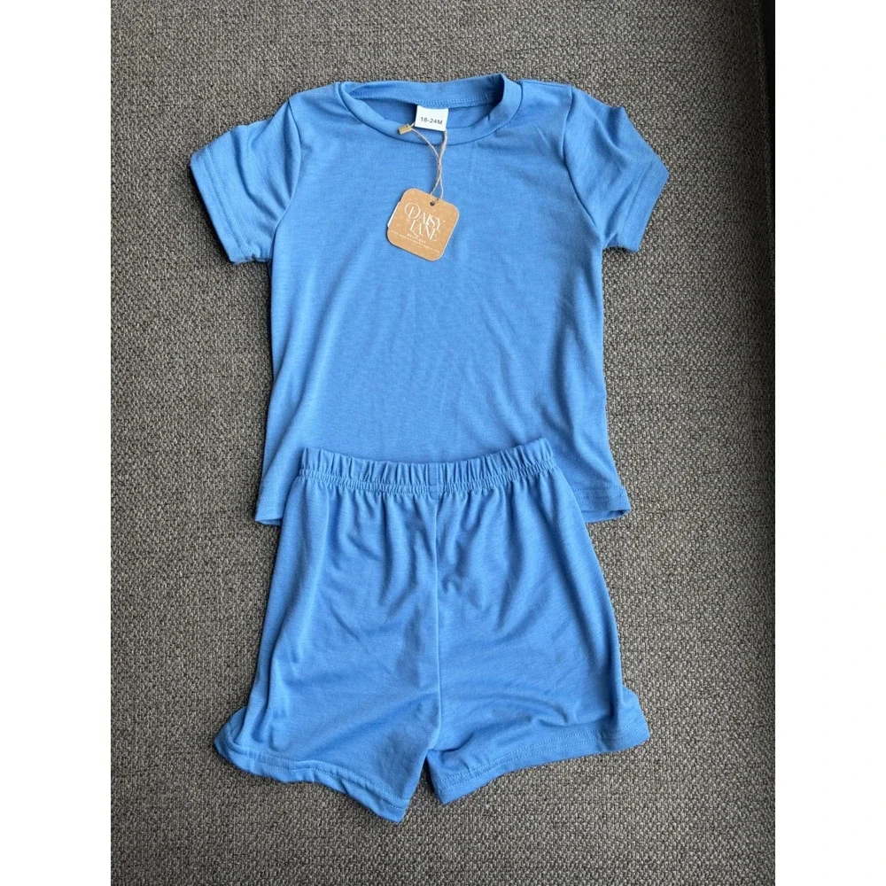 Daisy Lane Boutique Toddler Blue Short Sleeve Shirt and Shorts Set 18-24M‎ NEW